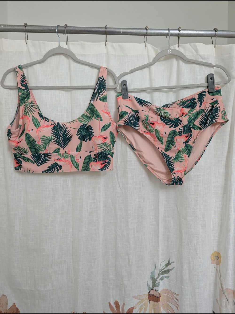 Old Navy XL Flamingo Tropical Bikini Set Pink Palm Leaf Swimwear